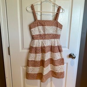 LOFT Floral Eyelet, Blush & White Stripe Dress - 00